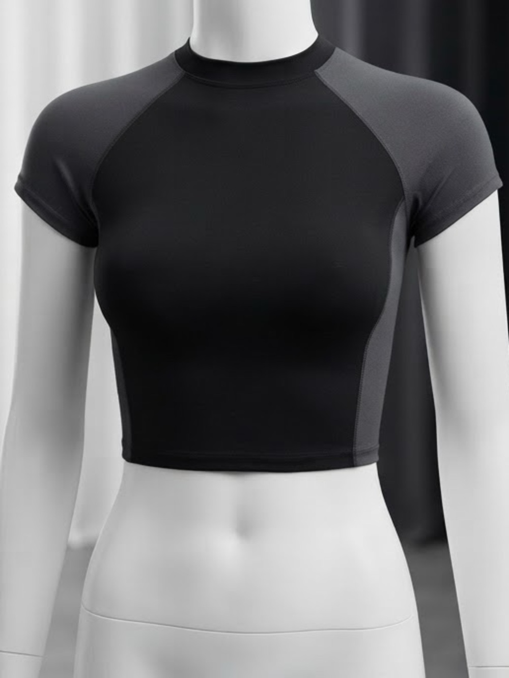 Nike x SKIMS Matte Shine Mix Crew Neck Top Black XXS NWT